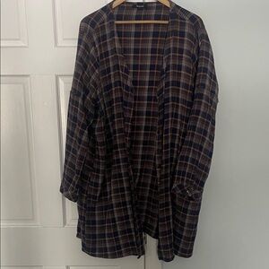 Madewell Navy and Brown Plaid shirt/duster